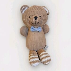 Living Textiles Australia Knitted Toy Brooklyn Bear Brown Baby  Cotton Shell